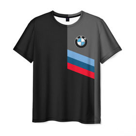 Мужская футболка 3D с принтом BMW Brand Tricolor в Курске, 100% полиэфир | прямой крой, круглый вырез горловины, длина до линии бедер | bmw | автомобильные | бмв | машины
