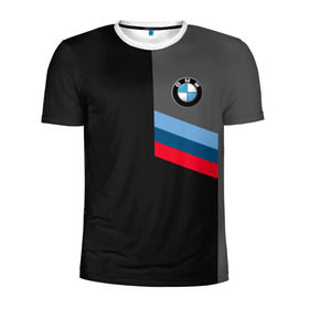 Мужская футболка 3D спортивная с принтом BMW Brand Tricolor в Курске, 100% полиэстер с улучшенными характеристиками | приталенный силуэт, круглая горловина, широкие плечи, сужается к линии бедра | bmw | автомобильные | бмв | машины
