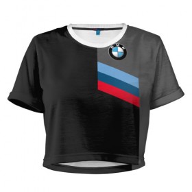 Женская футболка 3D укороченная с принтом BMW Brand Tricolor в Курске, 100% полиэстер | круглая горловина, длина футболки до линии талии, рукава с отворотами | bmw | автомобильные | бмв | машины