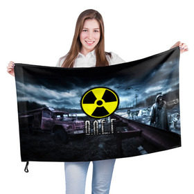Флаг 3D с принтом S.T.A.L.K.E.R. - О.Л.Е.Г. в Курске, 100% полиэстер | плотность ткани — 95 г/м2, размер — 67 х 109 см. Принт наносится с одной стороны | stalker | игра | имя | олег | припять | радиация | сталкер | чернобыль