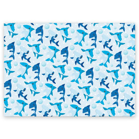 Поздравительная открытка с принтом Акулы в Курске, 100% бумага | плотность бумаги 280 г/м2, матовая, на обратной стороне линовка и место для марки
 | shark | акула | вода | море | океан | пузыри | рыба | рыбалка
