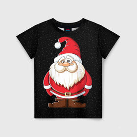 Детская футболка 3D с принтом Санта в Курске, 100% гипоаллергенный полиэфир | прямой крой, круглый вырез горловины, длина до линии бедер, чуть спущенное плечо, ткань немного тянется | Тематика изображения на принте: christmas | new year | дед мороз | елка | зима | клаус | метель | мороз | новый год | праздник | рождество | санта | снег | снеговик | снегурочка
