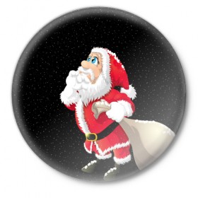 Значок с принтом Санта в Курске,  металл | круглая форма, металлическая застежка в виде булавки | christmas | new year | дед мороз | елка | зима | клаус | метель | мороз | новый год | праздник | рождество | санта | снег | снеговик | снегурочка