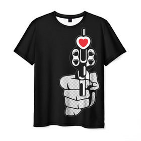 Мужская футболка 3D с принтом Любовь с первого выстрела в Курске, 100% полиэфир | прямой крой, круглый вырез горловины, длина до линии бедер | 