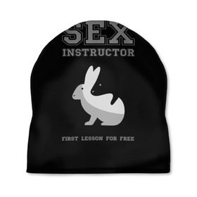 Шапка 3D с принтом Sex Instructor в Курске, 100% полиэстер | универсальный размер, печать по всей поверхности изделия | first lesson free | instructor | rabbits | бесплатно | инструктор | кролики | первый | урок