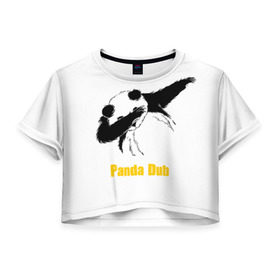 Женская футболка 3D укороченная с принтом Panda dub в Курске, 100% полиэстер | круглая горловина, длина футболки до линии талии, рукава с отворотами | dab | dance | dub | movement | panda | движение | панда | танец