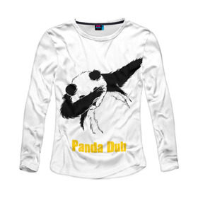 Женский лонгслив 3D с принтом Panda dub в Курске, 100% полиэстер | длинные рукава, круглый вырез горловины, полуприлегающий силуэт | dab | dance | dub | movement | panda | движение | панда | танец