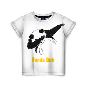 Детская футболка 3D с принтом Panda dub в Курске, 100% гипоаллергенный полиэфир | прямой крой, круглый вырез горловины, длина до линии бедер, чуть спущенное плечо, ткань немного тянется | Тематика изображения на принте: dab | dance | dub | movement | panda | движение | панда | танец