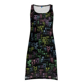 Платье-майка 3D с принтом Огни ночного города в Курске, 100% полиэстер | полуприлегающий силуэт, широкие бретели, круглый вырез горловины, удлиненный подол сзади. | 