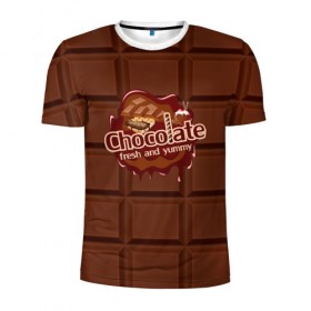 Мужская футболка 3D спортивная с принтом Chocolate в Курске, 100% полиэстер с улучшенными характеристиками | приталенный силуэт, круглая горловина, широкие плечи, сужается к линии бедра | chocolate | fresh | еда | плитка | сладости | шоколад
