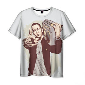Мужская футболка 3D с принтом Eminem Art в Курске, 100% полиэфир | прямой крой, круглый вырез горловины, длина до линии бедер | Тематика изображения на принте: art | eminem | hip hop | rap | rap god | арт | брюс | бумбокс | маршалл | мэтерс | рэп | хим хоп | эминем