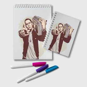 Блокнот с принтом Eminem Art в Курске, 100% бумага | 48 листов, плотность листов — 60 г/м2, плотность картонной обложки — 250 г/м2. Листы скреплены удобной пружинной спиралью. Цвет линий — светло-серый
 | art | eminem | hip hop | rap | rap god | арт | брюс | бумбокс | маршалл | мэтерс | рэп | хим хоп | эминем