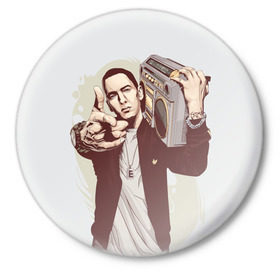 Значок с принтом Eminem Art в Курске,  металл | круглая форма, металлическая застежка в виде булавки | art | eminem | hip hop | rap | rap god | арт | брюс | бумбокс | маршалл | мэтерс | рэп | хим хоп | эминем