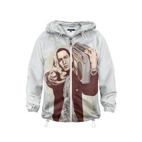 Детская ветровка 3D с принтом Eminem Art в Курске, 100% полиэстер | подол и капюшон оформлены резинкой с фиксаторами, по бокам два кармана без застежек, один потайной карман на груди | art | eminem | hip hop | rap | rap god | арт | брюс | бумбокс | маршалл | мэтерс | рэп | хим хоп | эминем