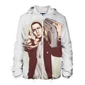 Мужская куртка 3D с принтом Eminem Art в Курске, ткань верха — 100% полиэстер, подклад — флис | прямой крой, подол и капюшон оформлены резинкой с фиксаторами, два кармана без застежек по бокам, один большой потайной карман на груди. Карман на груди застегивается на липучку | Тематика изображения на принте: art | eminem | hip hop | rap | rap god | арт | брюс | бумбокс | маршалл | мэтерс | рэп | хим хоп | эминем