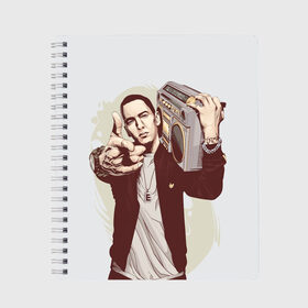 Тетрадь с принтом Eminem Art в Курске, 100% бумага | 48 листов, плотность листов — 60 г/м2, плотность картонной обложки — 250 г/м2. Листы скреплены сбоку удобной пружинной спиралью. Уголки страниц и обложки скругленные. Цвет линий — светло-серый
 | Тематика изображения на принте: art | eminem | hip hop | rap | rap god | арт | брюс | бумбокс | маршалл | мэтерс | рэп | хим хоп | эминем
