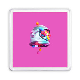 Магнит 55*55 с принтом Colorful balls в Курске, Пластик | Размер: 65*65 мм; Размер печати: 55*55 мм | Тематика изображения на принте: balls | colorful | helmet | pink | колорит | космонавт | космос | розовый | скафандр | цвет | шарики | шары | шлем