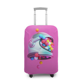Чехол для чемодана 3D с принтом Colorful balls в Курске, 86% полиэфир, 14% спандекс | двустороннее нанесение принта, прорези для ручек и колес | balls | colorful | helmet | pink | колорит | космонавт | космос | розовый | скафандр | цвет | шарики | шары | шлем