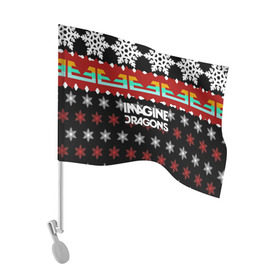 Флаг для автомобиля с принтом Праздничный Imagine Dragons в Курске, 100% полиэстер | Размер: 30*21 см | альтернативный | американская | группа | драгонс | имеджин | инди | индирок | новогодний | поп | рождество | рок | свитер | электроник