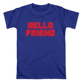Мужская футболка хлопок с принтом Hello Friend в Курске, 100% хлопок | прямой крой, круглый вырез горловины, длина до линии бедер, слегка спущенное плечо. | mr robot | rami malek | мистер робот | рами малек