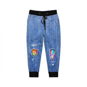 Детские брюки 3D с принтом Рваные джинсы в Курске, 100% полиэстер | манжеты по низу, эластичный пояс регулируется шнурком, по бокам два кармана без застежек, внутренняя часть кармана из мелкой сетки | allj | eldzhey | sayonaraboy | алексей узенюк | рэпер | хип хоп | элджей
