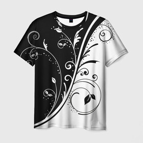Мужская футболка 3D с принтом Черно-белый узор в Курске, 100% полиэфир | прямой крой, круглый вырез горловины, длина до линии бедер | узор | черно белый | черно белый узор