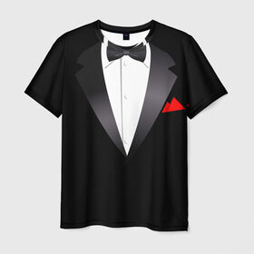 Мужская футболка 3D с принтом Смокинг в Курске, 100% полиэфир | прямой крой, круглый вырез горловины, длина до линии бедер | жених | муж | свадьба | смокинг | смокинг для жениха
