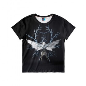 Детская футболка 3D с принтом Птица-гром в Курске, 100% гипоаллергенный полиэфир | прямой крой, круглый вырез горловины, длина до линии бедер, чуть спущенное плечо, ткань немного тянется | Тематика изображения на принте: мифические животные | мифы
