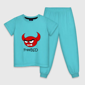 Детская пижама хлопок с принтом FreeBSD демон в Курске, 100% хлопок |  брюки и футболка прямого кроя, без карманов, на брюках мягкая резинка на поясе и по низу штанин
 | bsd | demon | freebsd | os | unix | демон | злой | ос | чёртик