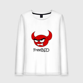 Женский лонгслив хлопок с принтом FreeBSD демон в Курске, 100% хлопок |  | bsd | demon | freebsd | os | unix | демон | злой | ос | чёртик