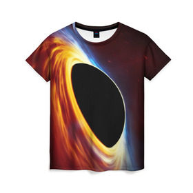 Женская футболка 3D с принтом Black planet в Курске, 100% полиэфир ( синтетическое хлопкоподобное полотно) | прямой крой, круглый вырез горловины, длина до линии бедер | black hole | planet | space | астрономия | вселенная | звёзды | космос | млечный путь | планета | чёрная дыра