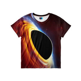 Детская футболка 3D с принтом Black planet в Курске, 100% гипоаллергенный полиэфир | прямой крой, круглый вырез горловины, длина до линии бедер, чуть спущенное плечо, ткань немного тянется | black hole | planet | space | астрономия | вселенная | звёзды | космос | млечный путь | планета | чёрная дыра