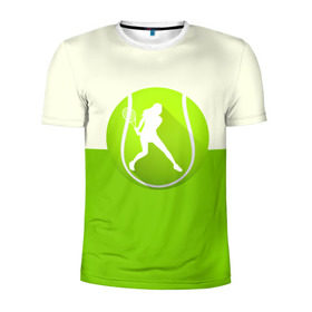 Мужская футболка 3D спортивная с принтом Теннис в Курске, 100% полиэстер с улучшенными характеристиками | приталенный силуэт, круглая горловина, широкие плечи, сужается к линии бедра | sport | логотип | мяч | спорт | теннис