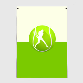 Постер с принтом Теннис в Курске, 100% бумага
 | бумага, плотность 150 мг. Матовая, но за счет высокого коэффициента гладкости имеет небольшой блеск и дает на свету блики, но в отличии от глянцевой бумаги не покрыта лаком | sport | логотип | мяч | спорт | теннис
