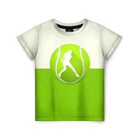 Детская футболка 3D с принтом Теннис в Курске, 100% гипоаллергенный полиэфир | прямой крой, круглый вырез горловины, длина до линии бедер, чуть спущенное плечо, ткань немного тянется | sport | логотип | мяч | спорт | теннис