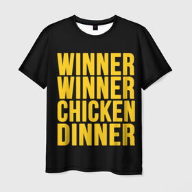 Мужская футболка 3D с принтом Winner winner chicken dinner в Курске, 100% полиэфир | прямой крой, круглый вырез горловины, длина до линии бедер | Тематика изображения на принте: battle royale | playerunknown | playerunknowns | playerunknowns battlegrounds | pubg | онлайн игра
