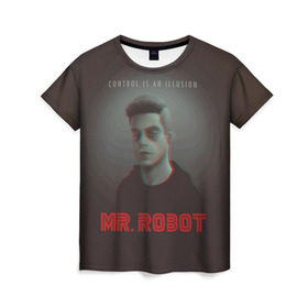 Женская футболка 3D с принтом Mr Robot в Курске, 100% полиэфир ( синтетическое хлопкоподобное полотно) | прямой крой, круглый вырез горловины, длина до линии бедер | mister robot | mr robot | rami malek | мистер робот | рами малек