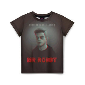 Детская футболка 3D с принтом Mr Robot в Курске, 100% гипоаллергенный полиэфир | прямой крой, круглый вырез горловины, длина до линии бедер, чуть спущенное плечо, ткань немного тянется | mister robot | mr robot | rami malek | мистер робот | рами малек
