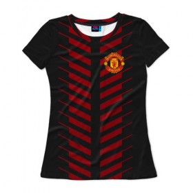 Женская футболка 3D с принтом Manchester United Creative #2 в Курске, 100% полиэфир ( синтетическое хлопкоподобное полотно) | прямой крой, круглый вырез горловины, длина до линии бедер | fc | manchester united | манчестер юнайтед | спорт | футбол