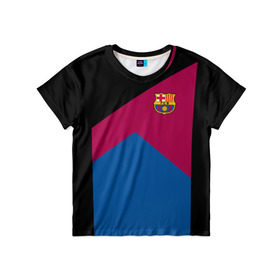 Детская футболка 3D с принтом FC Barcelona #9 в Курске, 100% гипоаллергенный полиэфир | прямой крой, круглый вырез горловины, длина до линии бедер, чуть спущенное плечо, ткань немного тянется | Тематика изображения на принте: fc | fc barcelona | fcb | fly emirates | ronaldo | абстракция | барселона | геометрия | зож | клуб | линии | месси | модные | мяч | реал мадрид | спорт | спортивные | тренды | футбол | футбольный клуб | эмблема