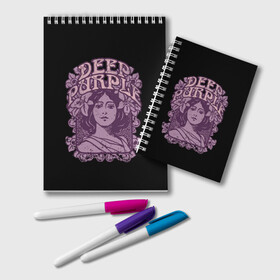 Блокнот с принтом Deep Purple в Курске, 100% бумага | 48 листов, плотность листов — 60 г/м2, плотность картонной обложки — 250 г/м2. Листы скреплены удобной пружинной спиралью. Цвет линий — светло-серый
 | Тематика изображения на принте: album | british | deep purple | england | heavy metal | rock group | альбом | англия | британская | рок группа | хеви металл