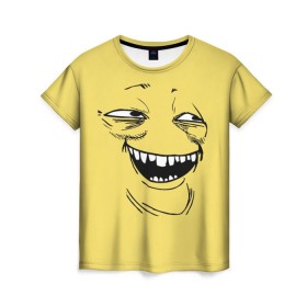 Женская футболка 3D с принтом Yoba в Курске, 100% полиэфир ( синтетическое хлопкоподобное полотно) | прямой крой, круглый вырез горловины, длина до линии бедер | Тематика изображения на принте: yoba | ехидный блинчик | имиджборды | колобок | мемы | пека фейс