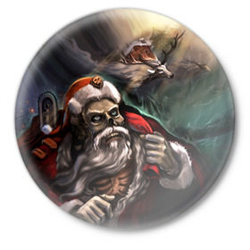Значок с принтом Bad Santa Claus в Курске,  металл | круглая форма, металлическая застежка в виде булавки | зима | новый год | подарок | рождество