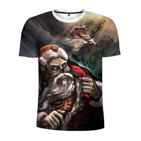 Мужская футболка 3D спортивная с принтом Bad Santa Claus в Курске, 100% полиэстер с улучшенными характеристиками | приталенный силуэт, круглая горловина, широкие плечи, сужается к линии бедра | Тематика изображения на принте: зима | новый год | подарок | рождество