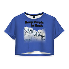 Женская футболка 3D укороченная с принтом Deep Purple в Курске, 100% полиэстер | круглая горловина, длина футболки до линии талии, рукава с отворотами | album | british | deep purple | england | heavy metal | rock group | альбом | англия | британская | рок группа | хеви металл