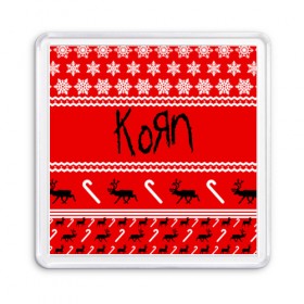 Магнит 55*55 с принтом Праздничный Korn в Курске, Пластик | Размер: 65*65 мм; Размер печати: 55*55 мм | 