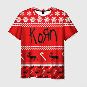 Мужская футболка 3D с принтом Праздничный Korn в Курске, 100% полиэфир | прямой крой, круглый вырез горловины, длина до линии бедер | 