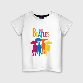 Детская футболка хлопок с принтом The beatles в Курске, 100% хлопок | круглый вырез горловины, полуприлегающий силуэт, длина до линии бедер | bright | british | legendary | liverpool | rainbow | rock group | spectrum | the beatles | яркие цвета