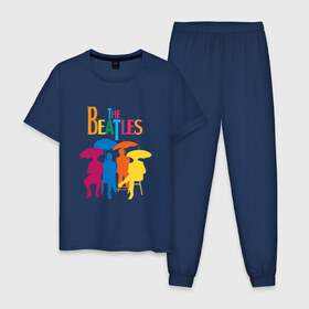 Мужская пижама хлопок с принтом The beatles в Курске, 100% хлопок | брюки и футболка прямого кроя, без карманов, на брюках мягкая резинка на поясе и по низу штанин
 | bright | british | legendary | liverpool | rainbow | rock group | spectrum | the beatles | яркие цвета