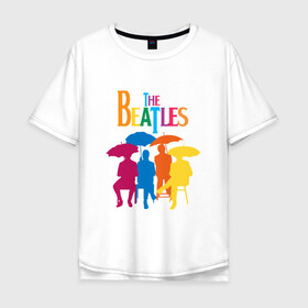 Мужская футболка хлопок Oversize с принтом The beatles в Курске, 100% хлопок | свободный крой, круглый ворот, “спинка” длиннее передней части | bright | british | legendary | liverpool | rainbow | rock group | spectrum | the beatles | яркие цвета